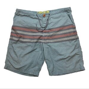 Katin Board Shorts Men 33 Surf Trunk 8” Blue Striped Swim USA Beach Pool Unlined